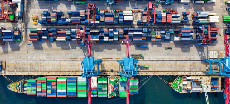 Birds-eye View Photo of Freight Containers at a port in Florida