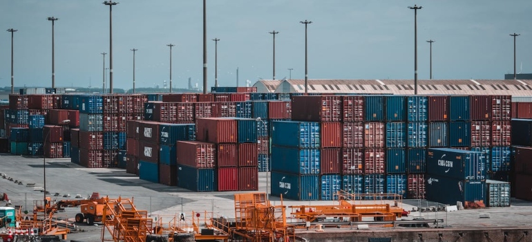 a port with shipping containers