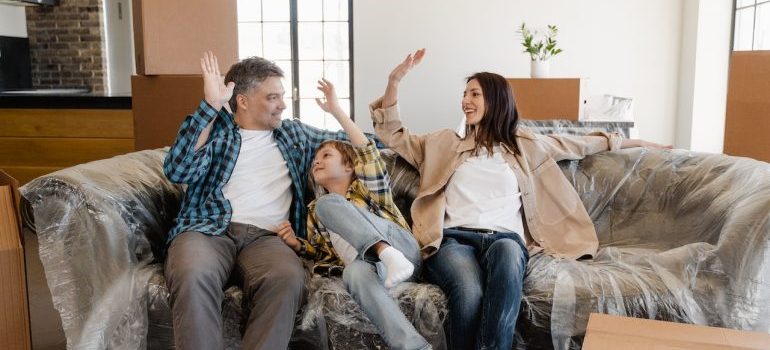 family sitting on a couch