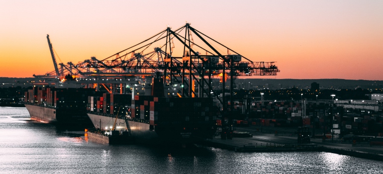 A port during sunset