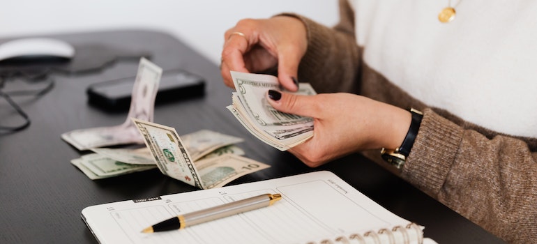 a person counting money