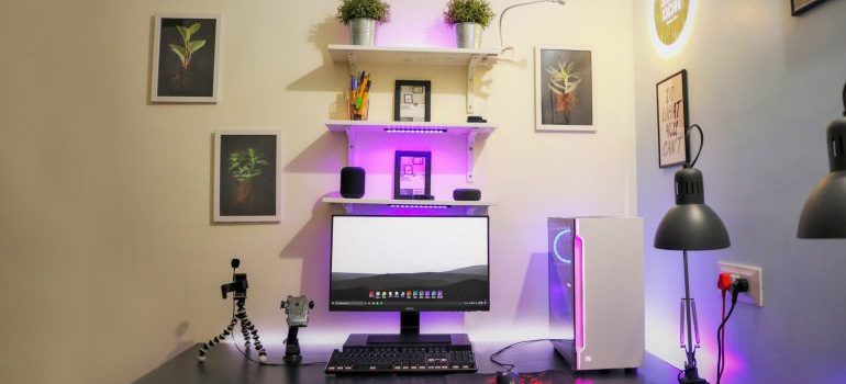 A fun home office with different decoration