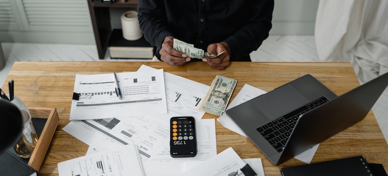 A man counting money