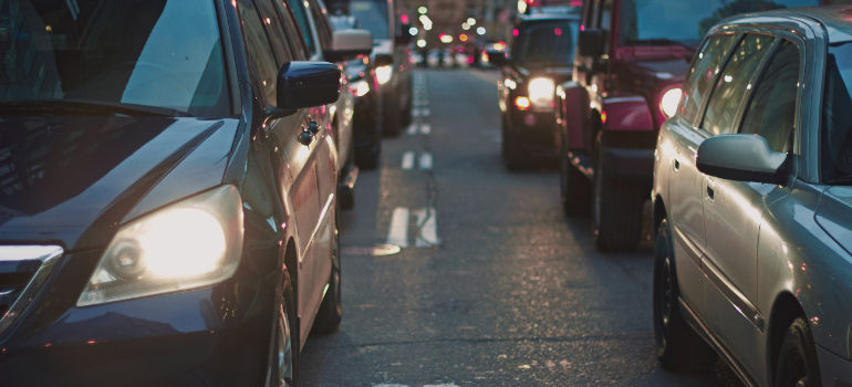 cars stuck in traffic