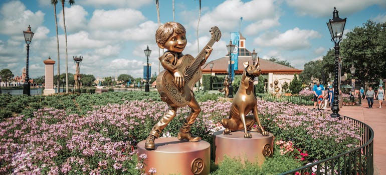 statues of Disney character