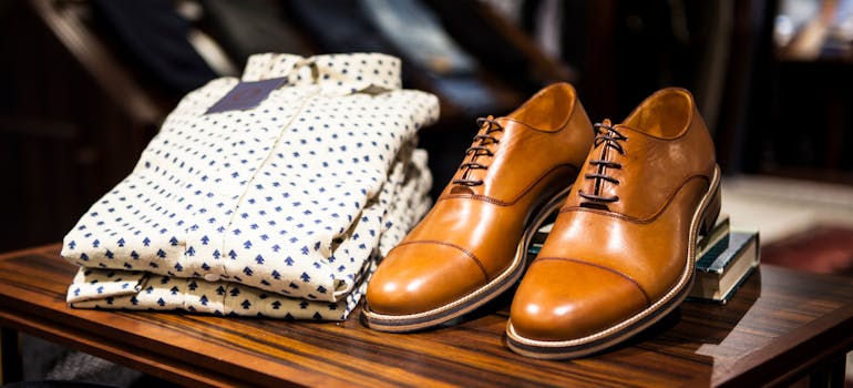 Pair of brown shoes and a shirt