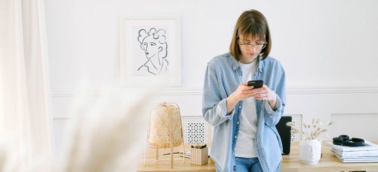 A woman using her smartphone